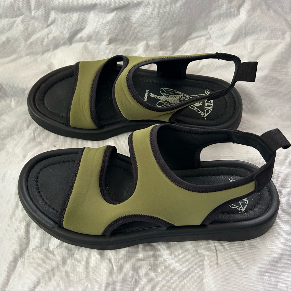 Fly London Green and Black Sandals